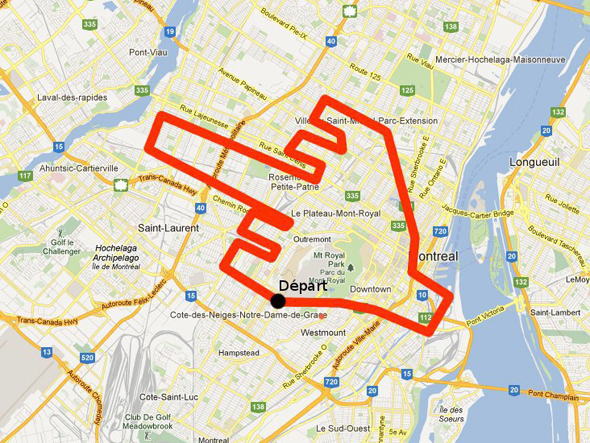 map of march route in the shape of a middle finger